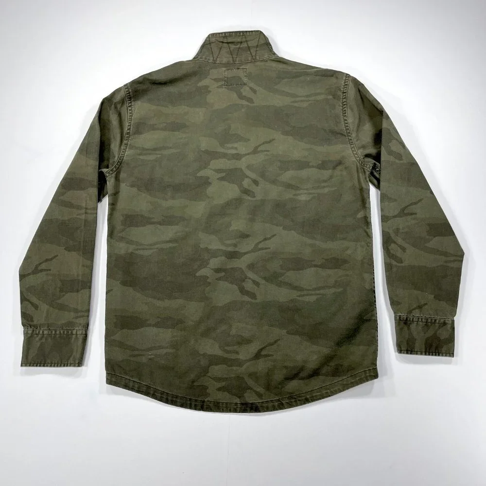 A&F Men's XS Military Shirt Jacket Army Green Camo Button Down Cotton Shacket - Picture 9 of 16